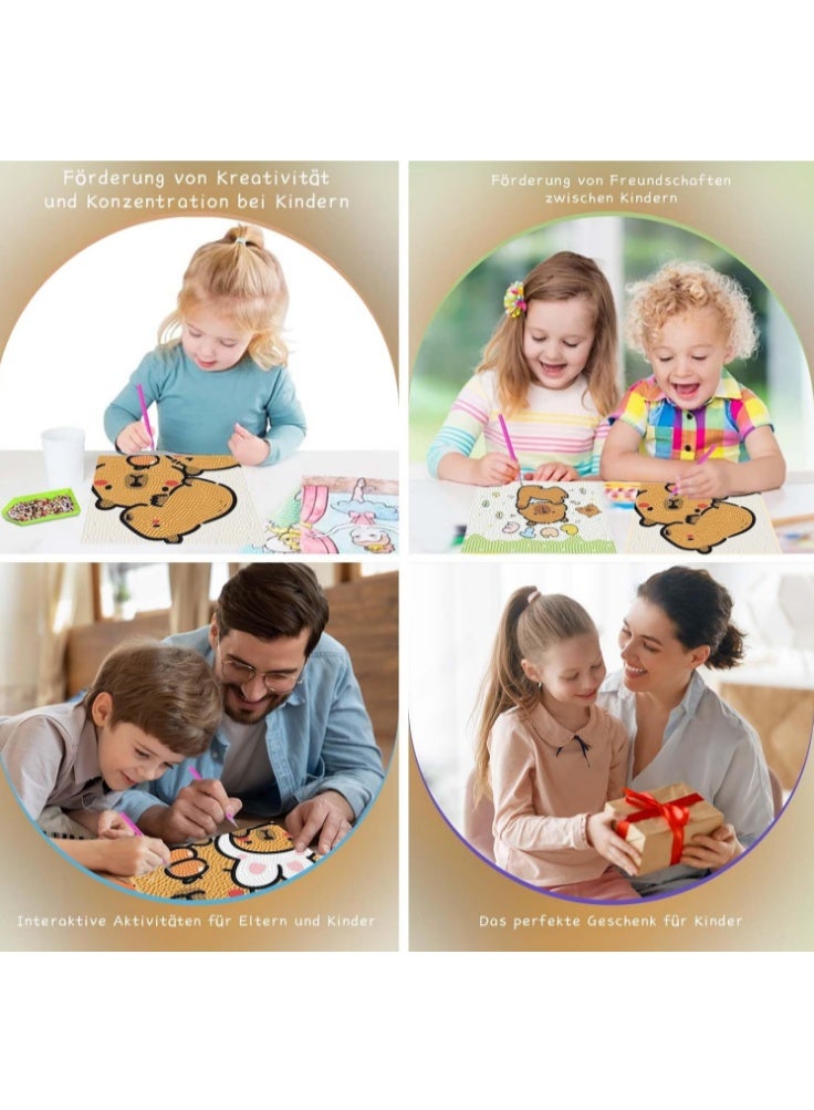 لوحة ماسية للأطفال من عمر 6 سنوات فما فوق، صور لوحة ماسية مع إطار، مجموعة رسم حيوانات الكابيبارا، هدايا للأطفال من عمر 7 إلى 12 سنة (متعدد الالوان) - Image 2